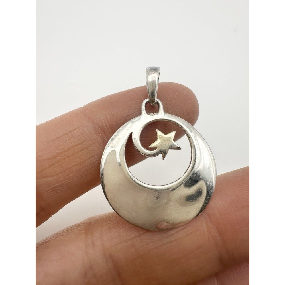 925 Sterling Silver Gold Two Tone Star Moon Quote Pendant